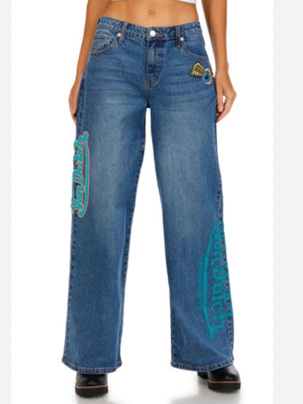 Von Dutch Women's Blue Wide-Leg Jeans NWT size 26